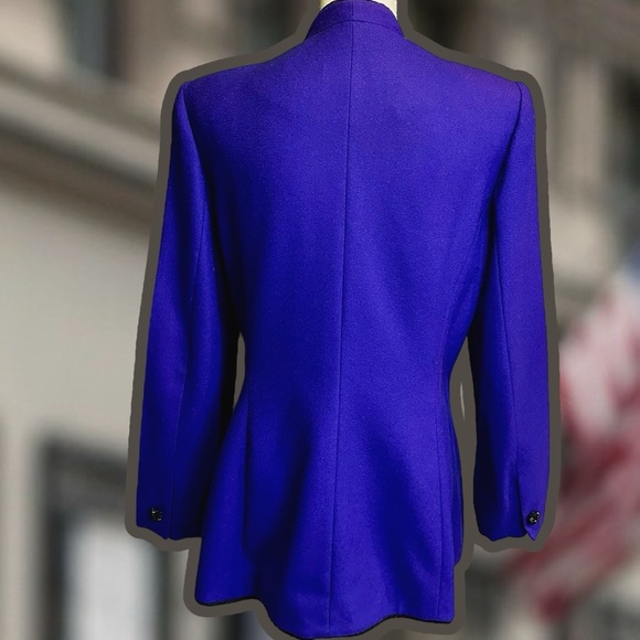 John Meyer of Norwich Vintage Indigo Purple & Black Brocade Sequin Wool Blazer - Picture 10 of 16